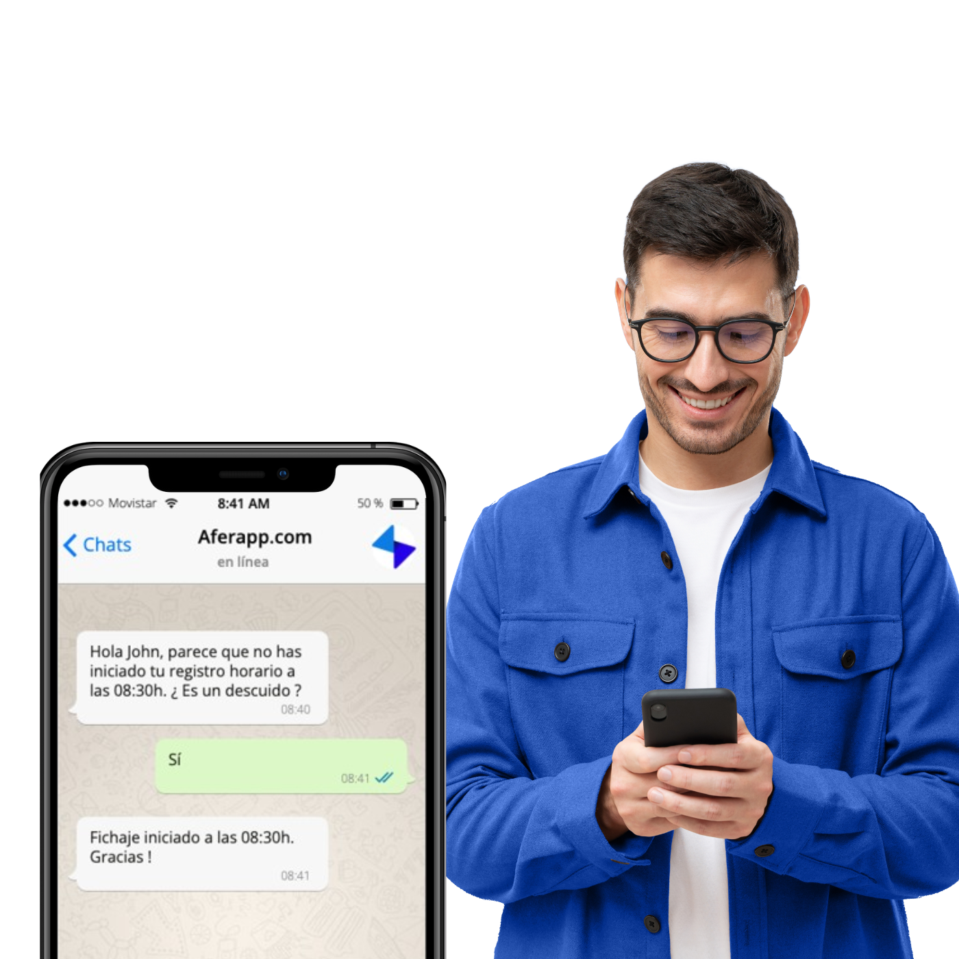 Fichaje por WhatsApp | Control horario fácil y sin apps - Afer